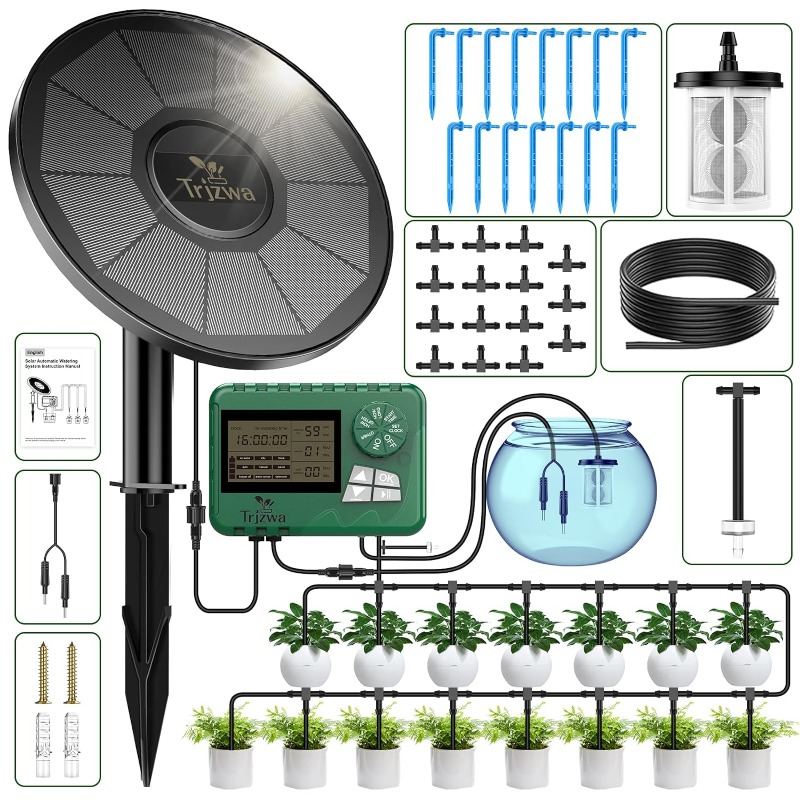 Automatic Plant Waterer - Solarbewässerungsausrüstung, Gewächshausbewässerung, Tropfbewässerungsset mit 15 m
