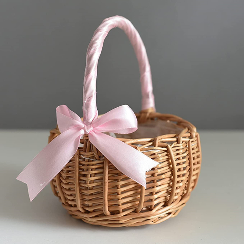 Gardening Tools Girls - Handgefertigtes Aufbewahrungsregal, gewebte Blumenkörbe, Rattan-Aufbewahrungskorb, Blumenmädchen-Handkorb