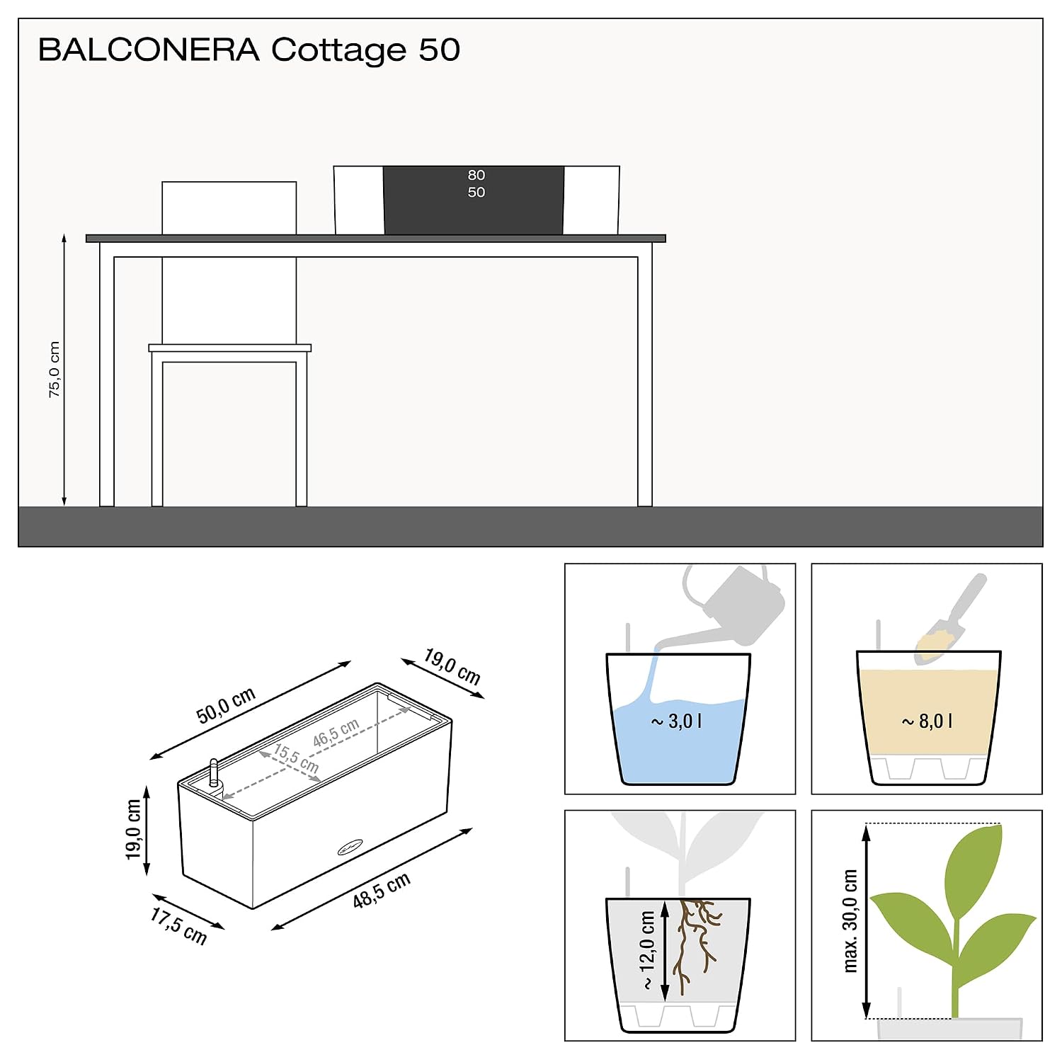 BALCONERA Cottage 50 Mocha, se – Self-Watering Planter Bewertung und Preis